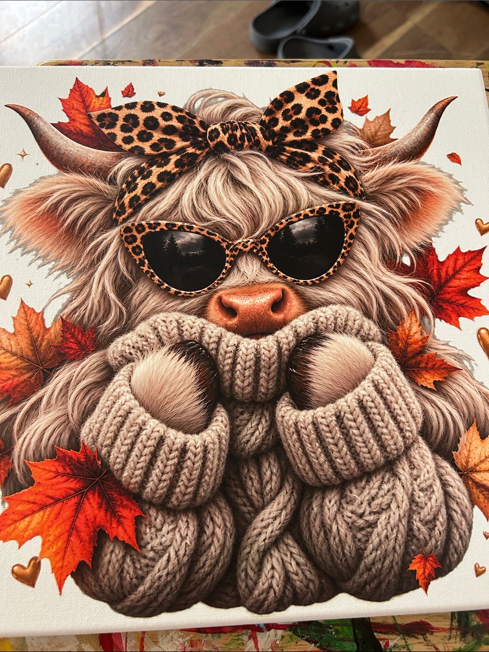 Fall Printed Highland Cow Picture NEW